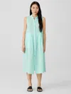 Eileen Fisher Garment-dyed Organic Handkerchief Linen Pleated Dress In Blue