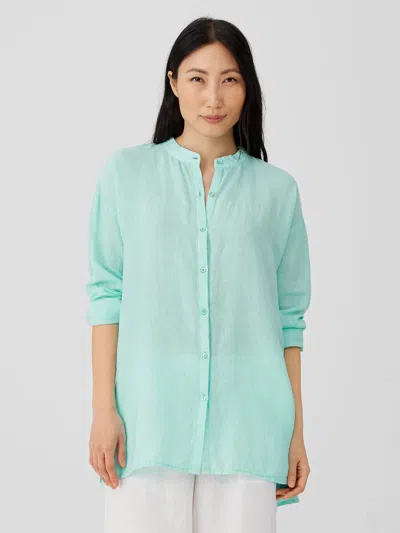 Eileen Fisher Garment-dyed Organic Handkerchief Linen Shirt In Blue