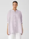 Eileen Fisher Garment-dyed Organic Handkerchief Linen Shirt In Purple