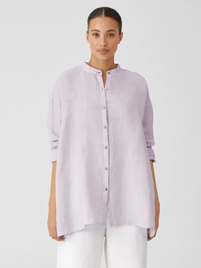 Eileen Fisher Garment-dyed Organic Handkerchief Linen Shirt In Purple