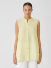 Eileen Fisher Garment-dyed Organic Handkerchief Linen Sleeveless Shirt In Yellow