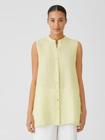 Eileen Fisher Garment-dyed Organic Handkerchief Linen Sleeveless Shirt In Yellow