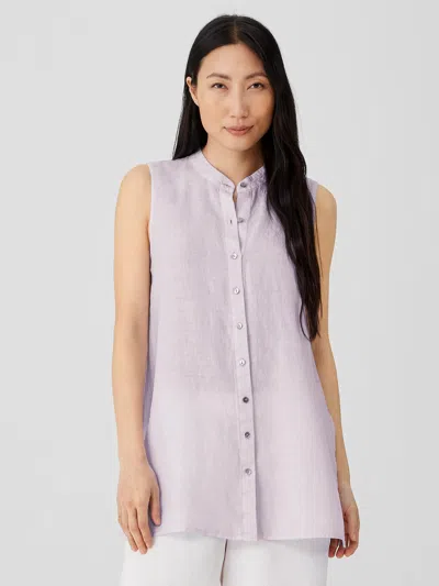 Eileen Fisher Garment-dyed Organic Handkerchief Linen Sleeveless Shirt In Purple