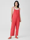 Eileen Fisher Garment-dyed Organic Linen Overalls In Red