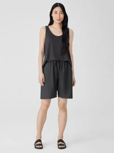 Eileen Fisher Garment-dyed Organic Linen Shorts In Gray
