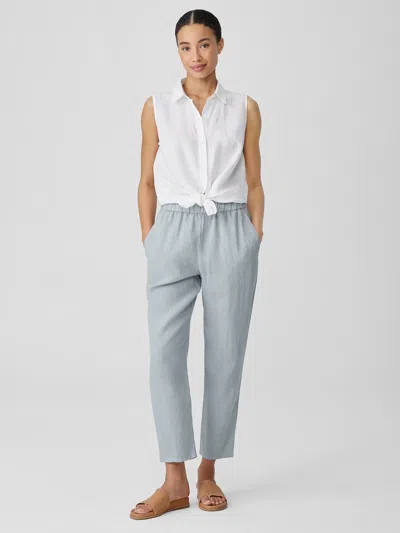 Eileen Fisher Garment Dyed Organic Linen Tapered Pant In Blue