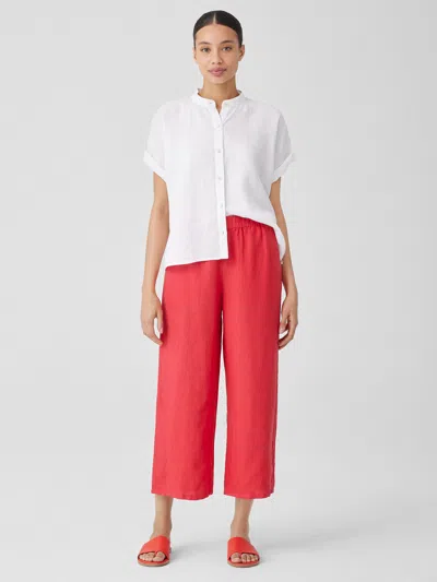 Eileen Fisher Garment-dyed Organic Linen Wide-leg Pant In White