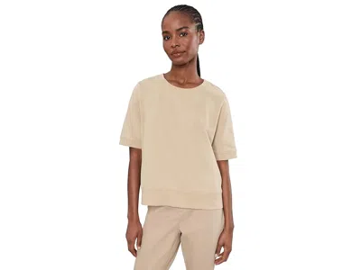 Eileen Fisher Garment Dyed Terry Crew Neck Short Sleeve Sweatshirt In Brown