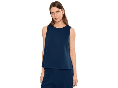 Eileen Fisher Garment Dyed Terry Crew Neck Tank Women's Clothing Deep Dive: Md In Blue