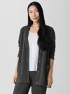 Eileen Fisher Garment-dyed Terry Long Cardigan In Gray