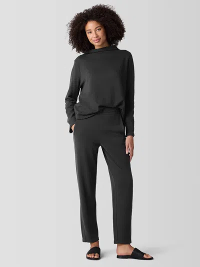 Eileen Fisher Garment-dyed Terry Slouchy Pant In Black