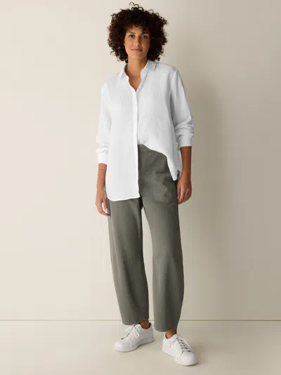 Eileen Fisher Garment-dyed Utility Cotton Arch Pant In White