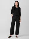 Eileen Fisher Garment-dyed Utility Cotton Arch Pant In Black