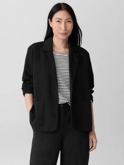 Eileen Fisher Garment-dyed Utility Cotton Blazer In Black