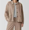 Eileen Fisher Garment-dyed Utility Cotton Collar Jacket In Biscuit In Beige