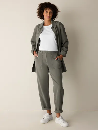 Eileen Fisher Garment-dyed Utility Cotton Tapered Pant In Gray