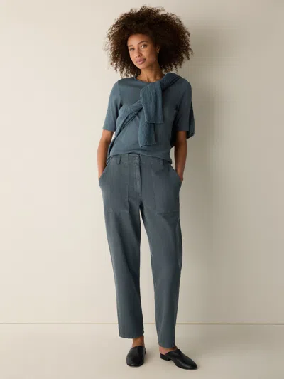 Eileen Fisher Garment-dyed Utility Cotton Tapered Pant In Green