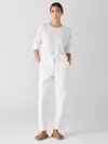 Eileen Fisher Garment-dyed Utility Cotton Tapered Pant In White