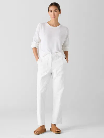 Eileen Fisher Garment-dyed Utility Cotton Tapered Pant In White