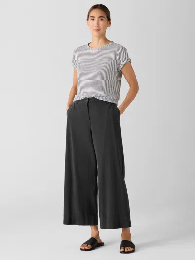 Eileen Fisher Garment-dyed Utility Cotton Wide-leg Pant In Black
