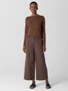 Eileen Fisher Garment-dyed Utility Cotton Wide-leg Pant In Brown