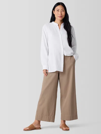 Eileen Fisher Garment-dyed Utility Cotton Wide-leg Pant In White
