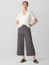 Eileen Fisher Garment-dyed Utility Cotton Wide-leg Pant In Gray