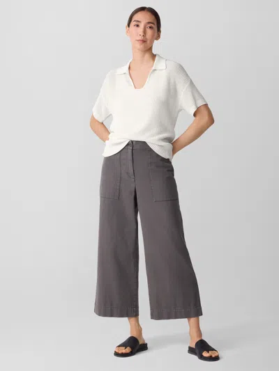 Eileen Fisher Garment-dyed Utility Cotton Wide-leg Pant In Gray