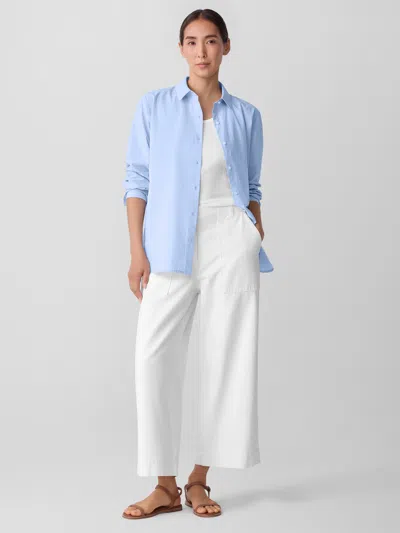 Eileen Fisher Garment-dyed Utility Cotton Wide-leg Pant In White