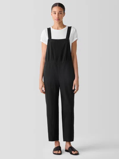 Eileen Fisher Garment-dyed Utility Organic Cotton Overalls In Black
