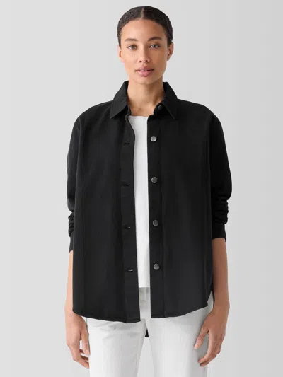 Eileen Fisher Garment-dyed Utility Organic Cotton Shirt Jacket In Black