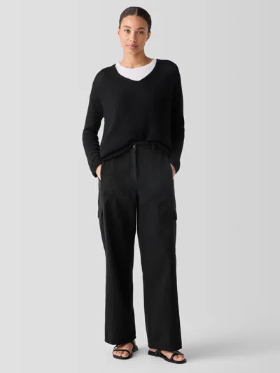 Eileen Fisher Garment-dyed Utility Organic Cotton Cargo Pant In Gray