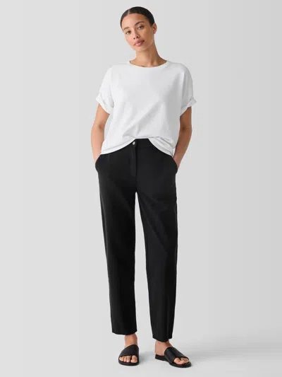 Eileen Fisher Garment-dyed Utility Organic Cotton Tapered Pant In Black