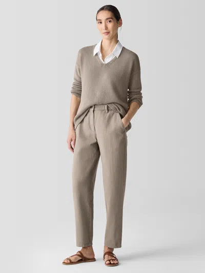 Eileen Fisher Garment-dyed Utility Organic Cotton Tapered Pant In Black