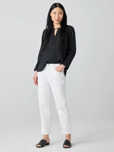 Eileen Fisher Garment-dyed Organic Cotton Denim Cropped Jean In White