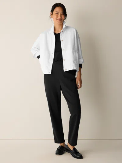 Eileen Fisher Garment-dyed Organic Cotton Denim Jacket In White