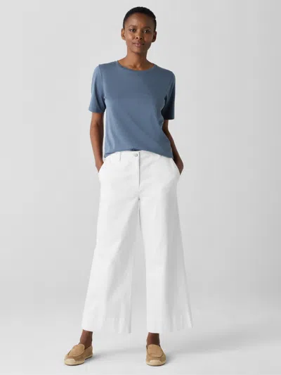 Eileen Fisher Garment-dyed Organic Cotton Denim Wide-leg Jean In White