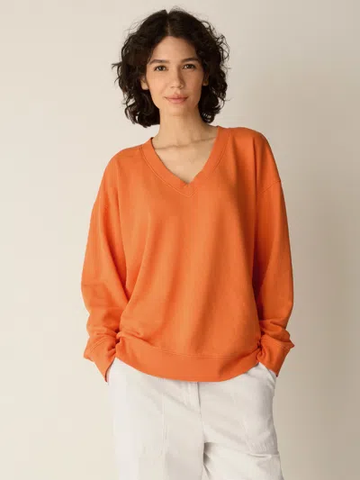Eileen Fisher Garment-dyed Organic Cotton Terry V-neck Top In Cold Spring