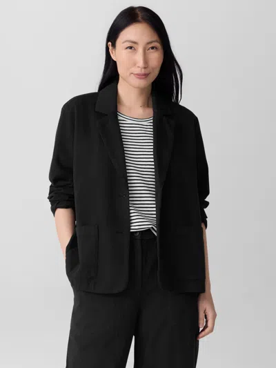 Eileen Fisher Garment-dyed Utility Cotton Blazer In Black