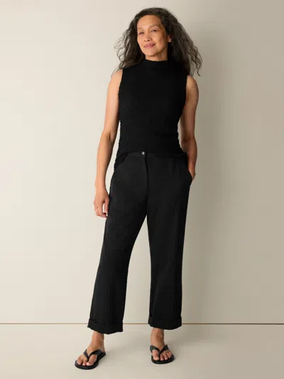 Eileen Fisher Garment-dyed Utility Cotton Straight Pant In Black