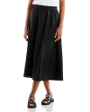 Eileen Fisher A-line Organic Linen Midi Skirt In Black