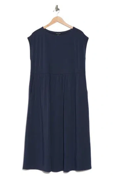 Eileen Fisher Gathered Shift Dress In Blue