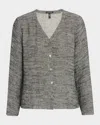 Eileen Fisher Gauzy Organic Linen-blend Shirt In Blacknatural