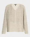 Eileen Fisher Organic Linen Blend Button-up Shirt In Naturalwhite