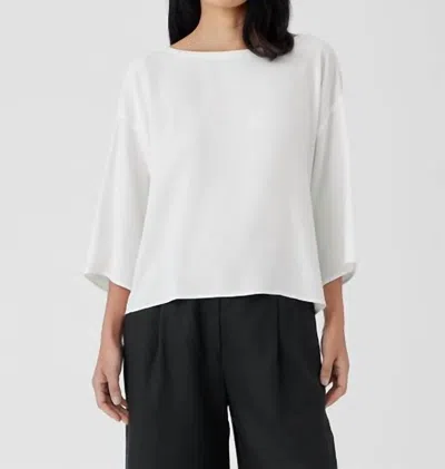 Eileen Fisher Georgette Bateau Neck Top - Plus In Ivory In White