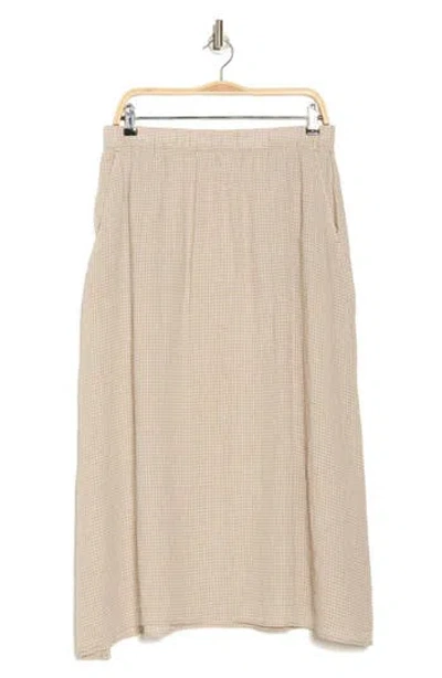 Eileen Fisher Gingham Organic Linen Pull-on Skirt