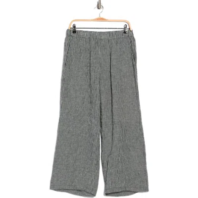 Eileen Fisher Gingham Wide Leg Organic Cotton Pants In Multi