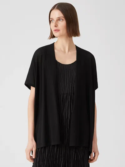 Eileen Fisher Gossamer Organic Cotton Cardigan In Black