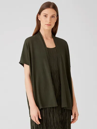 Eileen Fisher Gossamer Organic Cotton Cardigan In Green