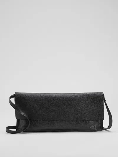 Eileen Fisher Grainy Italian Leather Convertible Crossbody Bag In Black